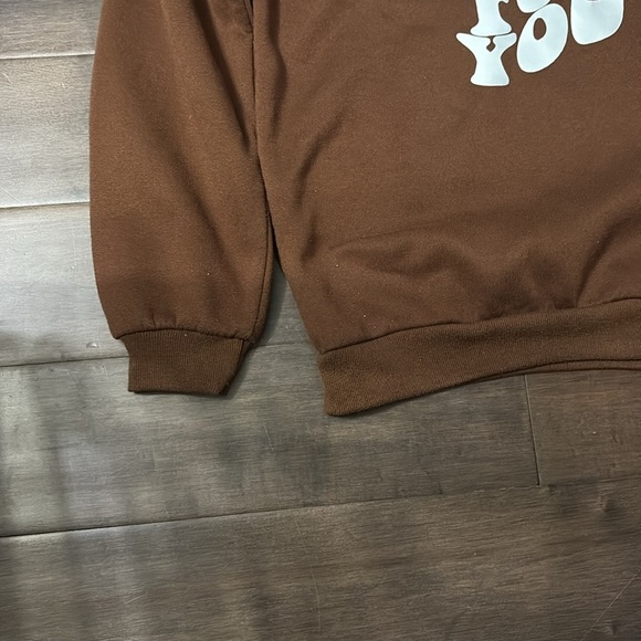SHEIN women’s sweatshirt pullover “love that for you” size XS, brown white - Picture 4 of 7
